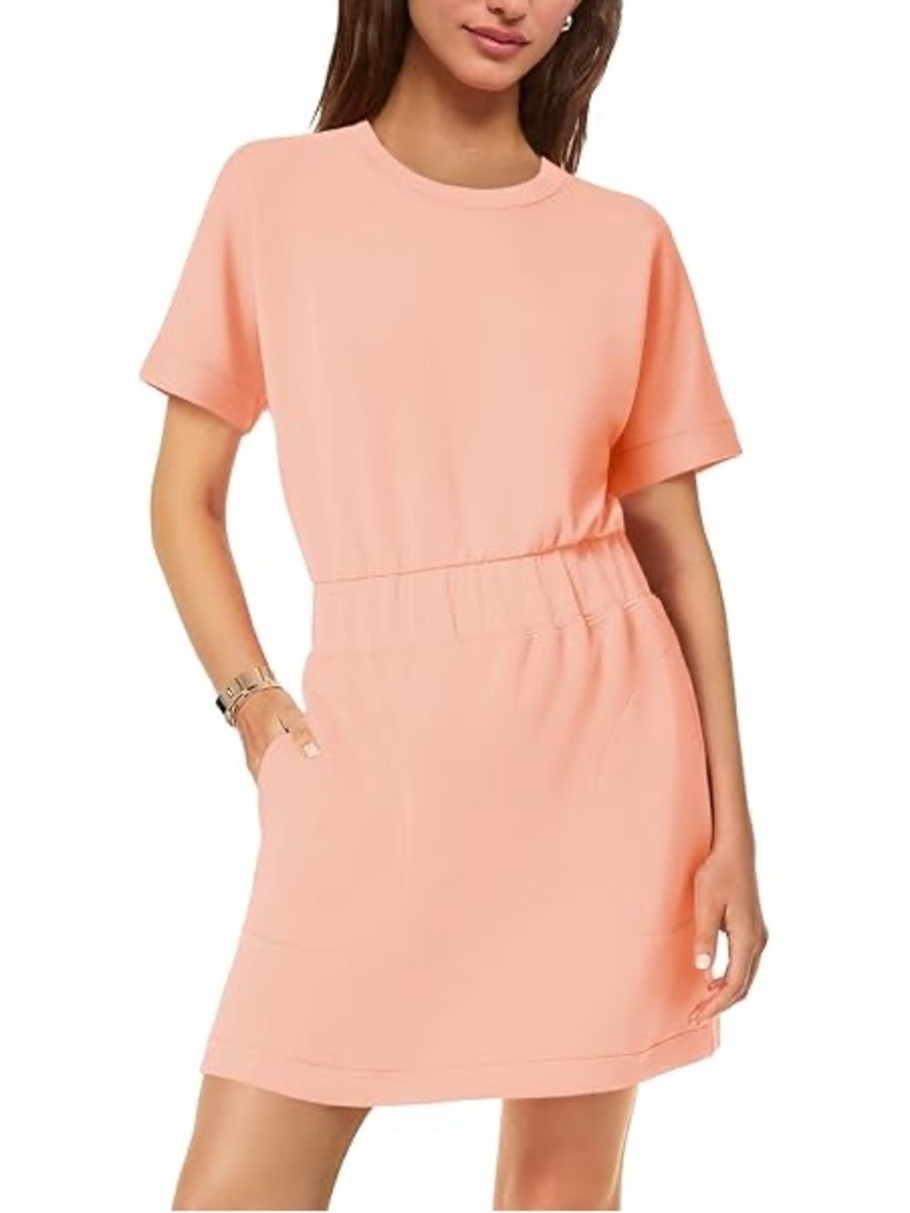 Amazon Peach T Shirt Dress Elastic Waist Mini Casual Athleisure NWOT, Small